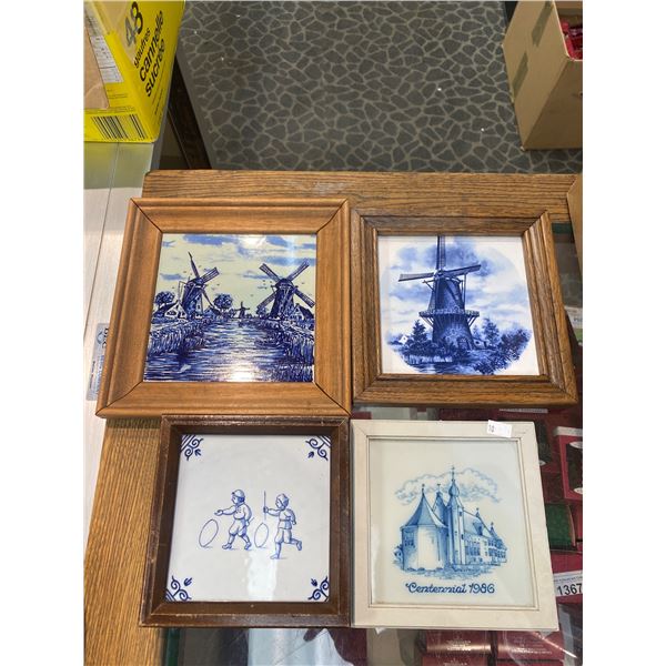 4 Framed Decorative Tiles