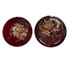 Image 1 : Red Glass Bowl & Plate With Gold Pheasants