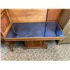 Image 1 : Vintage Coffee Table With Blue Tint Glass Top