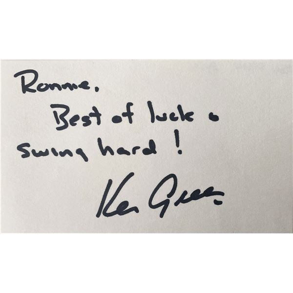 PGA champion  Ken Green signed note