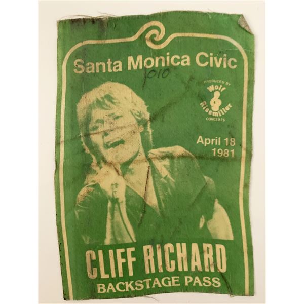 Cliff Richard 1981 Backstage Pass