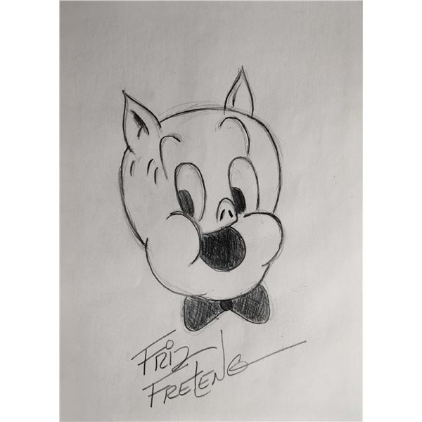 Friz Freleng signed Porky the Pig sketch