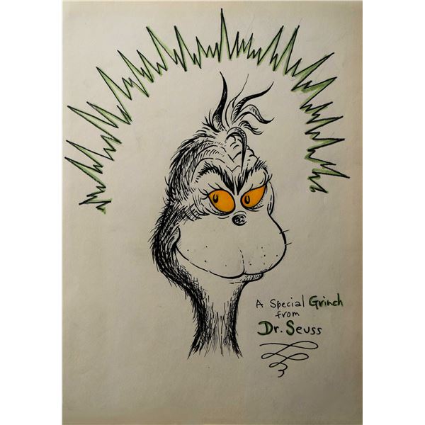 Dr. Seuss hand drawn and signed sketch