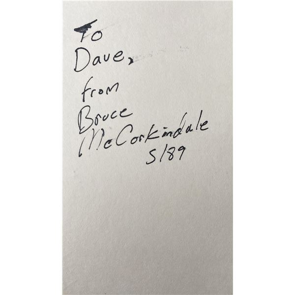 DC Comic Book Artist Bruce McCorkindale signed note