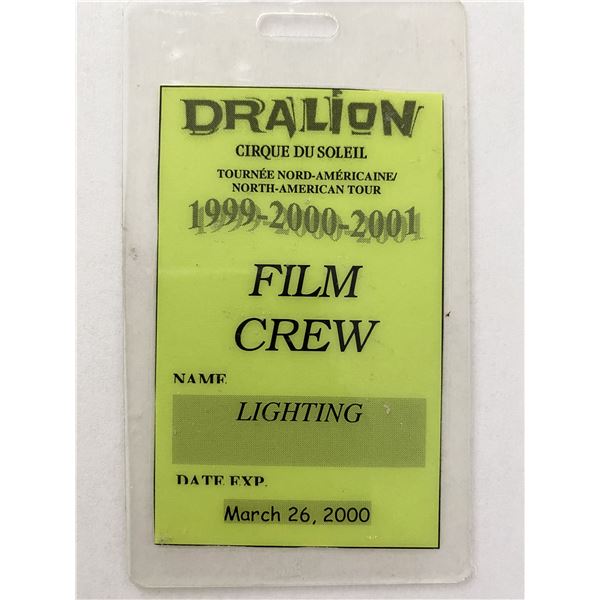 Dralion Cirque du Soleil Film Crew Pass