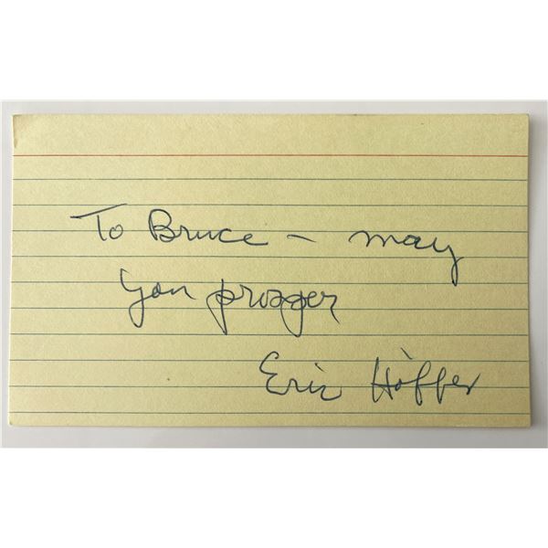 Philosopher Eric Hoffer signed note