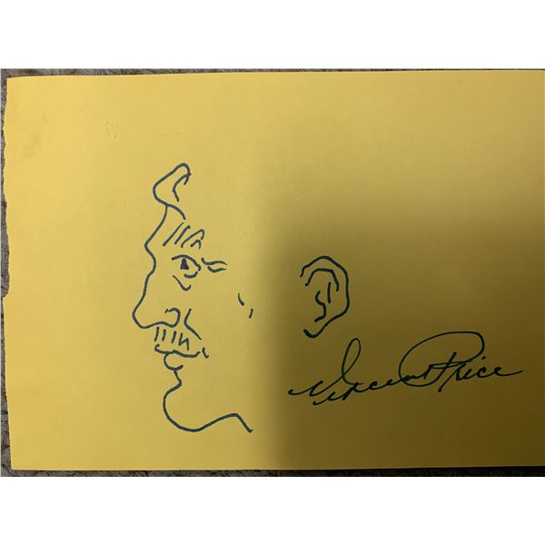 Vincent Price hand drawn and signed sketch