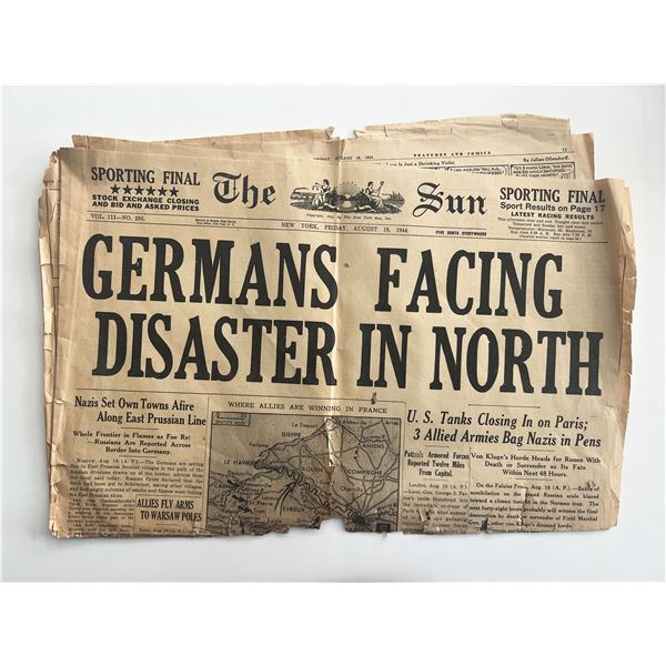 WWII 1944 The Sun newspaper