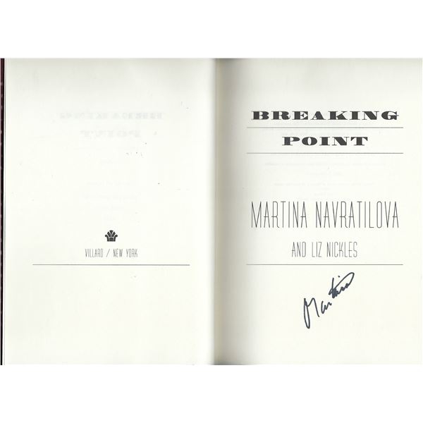 Breaking Point Martina Navratilova signed book