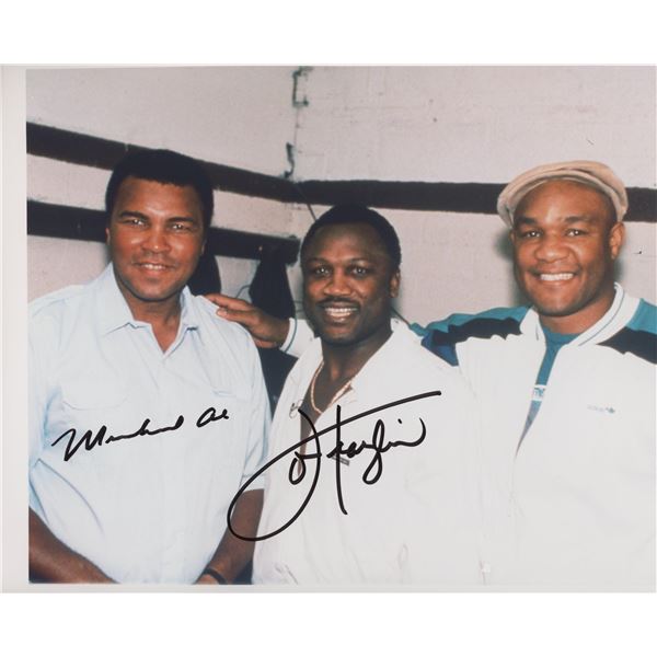 Muhammad Ali and Joe Frazier signed photo. GFA Authenticated