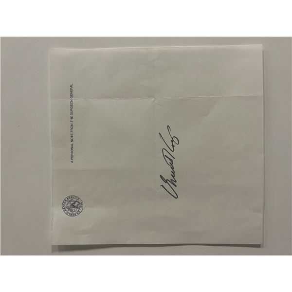 Surgeon General C. Everett Koop original signature