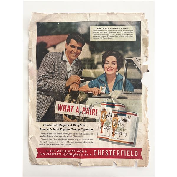 Rory Calhoun signed magazine ad page