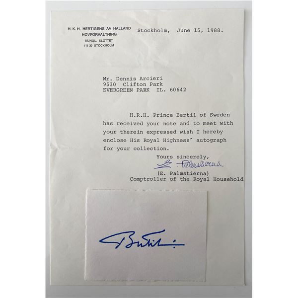 Prince Bertil, Duke of Halland original signature