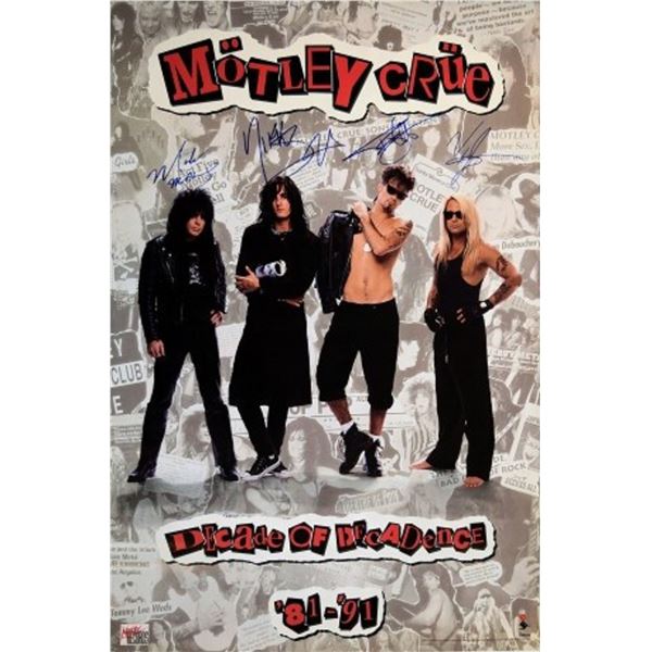 Motley Crue signed "Decade Of Decadence" promo poster