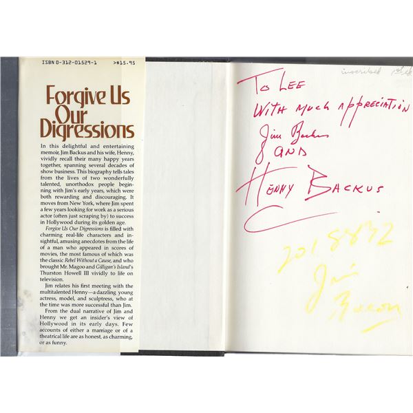 Jim and Henny Backus signed book