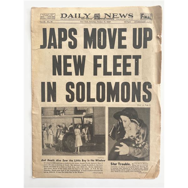 WWII 1942 Daily News newspaper