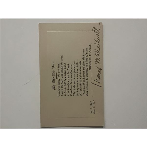 American Historian Thomas W. Bicknell signed poem