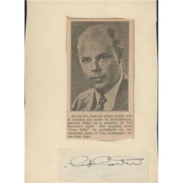 Ad Carter newspaper clip and signature