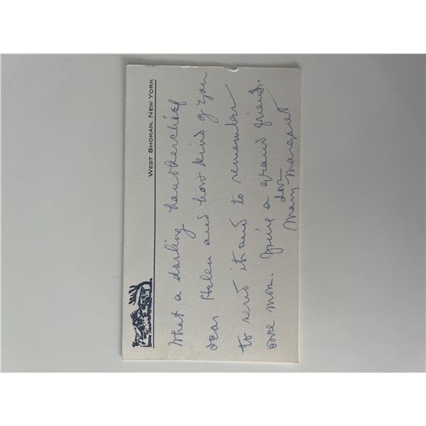 The First Lady of Radio Mary Margaret McBride signed note