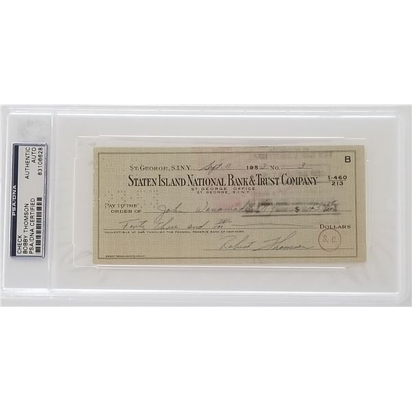 Boston Red Sox Bobby Thomson encapsulated signed check