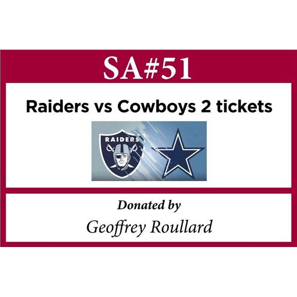 Raiders vs Cowboys 2 tickets