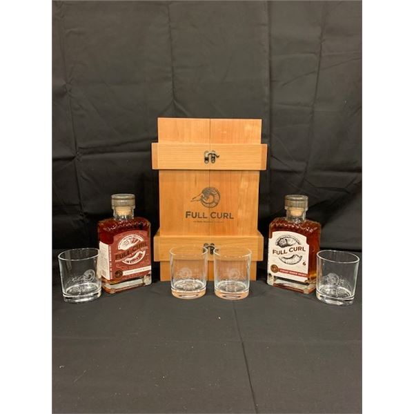 Full Curl Whiskey (2 bottles with box and glasses)