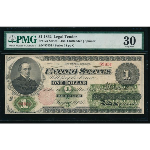 1862 $1 Legal Tender Note PMG 30