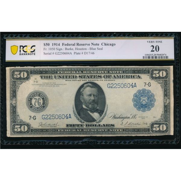 1914 $50 Chicago FRN PCGS 20