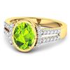 Image 2 : 14KT Yellow Gold 1.6ctw Peridot and Diamond Ring