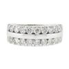 Image 4 : 14k White Gold 1.20 ctw Dual Row Round Diamond w/ Polished Center Wide Band Ring