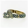 Image 4 : Vintage 18k Gold 0.75 ctw Diamond Green & Blue Enamel Snake Dragon Bangle Bracel