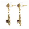 Image 3 : Vintage Victorian Revival 14k Gold Amethyst Textured Tear Drop Dangle Earrings