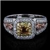 Image 1 : 0.44 ctw CENTER VS1 CLARITY Fancy Deep Yellow Diamond 14K White Gold Ring (1.11
