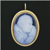 Image 1 : Vintage 18K Gold Carved Pope John Paul II Hardstone Cameo Pendant Brooch Pin