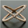 Image 6 : NEW 14k Rose Gold 0.50 ctw 45 Round Brilliant Diamond Simple X Ex Cross Band Rin