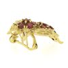Image 6 : 14K Yellow Gold 1.40 ctw Round Ruby Detailed Textured Fly Bee Insect Pin Brooch