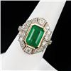 Image 3 : 3.96 ctw Emerald and 0.82 ctw Diamond 18K Yellow and White Gold Ring (GIA CERTIF