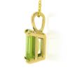 Image 4 : NEW 14k Yellow Gold 2 ctw Emerald Step Cut Peridot Solitaire Pendant & Cable Cha