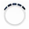 Image 8 : Platinum 1.75 ctw Square Step Cut Blue Sapphire Bar Channel Set 5 Stone Band Rin