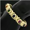 Image 8 : 18K Yellow Gold Oval Cabochon Bezel Multi Color Gemstone Wide X O Link Bracelet