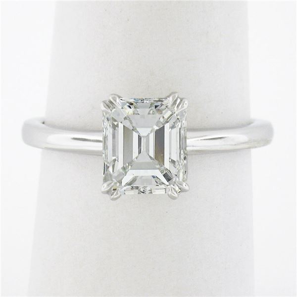 NEW Platinum 1.88 ctw GIA Old Emerald Cut Prong Diamond Solitaire Engagement Rin