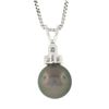 Image 5 : 14K White Gold 9.18mm Tahitian Gray Pearl & Diamond Pendant & 17" Chain Necklace
