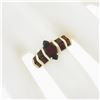 Image 3 : 14K Yellow Gold Garnet Marquise Solitaire w/ Square Faceted Channel Band Ring