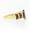Image 5 : 14K Yellow Gold Garnet Marquise Solitaire w/ Square Faceted Channel Band Ring