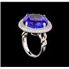 Image 4 : 18KT White Gold GIA Certified 30.19 ctw Tanzanite and Diamond Ring