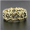 Image 2 : Vintage Blackened 18k Yellow Gold Nugget Dots Textured Eternity Wide Band Ring