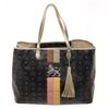 Image 1 : MCM Black Visetos Leather Striped Lion Shopper Bag
