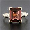 Image 2 : Antique Art Nouveau 14k TT Gold 3 ctw Emerald Cut Rhodolite Garnet Solitaire Rin