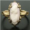 Image 2 : Antique Victorian 10k Yellow Gold Simple Petite Carved Pink Stone Cameo Ring