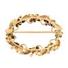 Image 3 : Antique 14K Gold Enamel Flower Seed Pearl & Textured Leaf Oval Wreath Brooch Pin